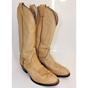 Olathe USA made Tan Leather Cowboy Western Boots - Men's size 8 E